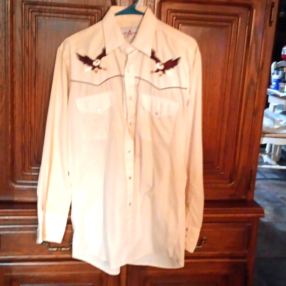 Shirt, Western, cream, Size 15 1/2M